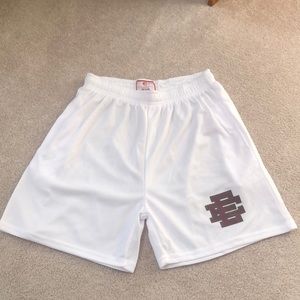 Eric Emanuel White Shorts with Maroon logo Medium
